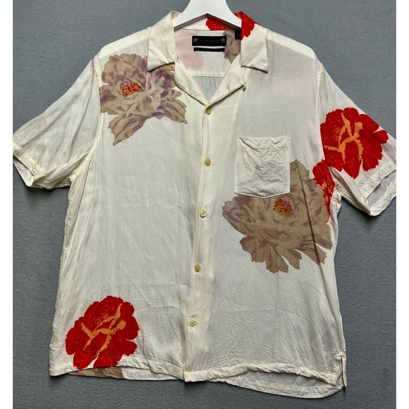 AllSaints Other - AllSaints Relaxed Fit Floral Camp Collar Shirt Men's L White ECOVERO 22x27 EUC